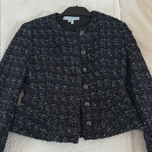 Hill House navy tweed blazer